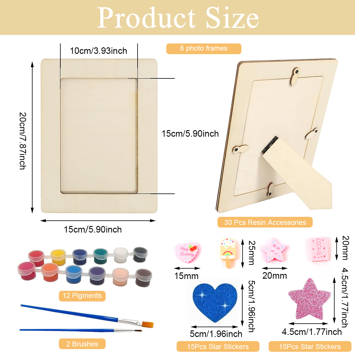 HASTHIP 6Pcs Wooden Photo Frame 7.5 HASTHIP 6Pcs Wooden Photo Frame 7.5